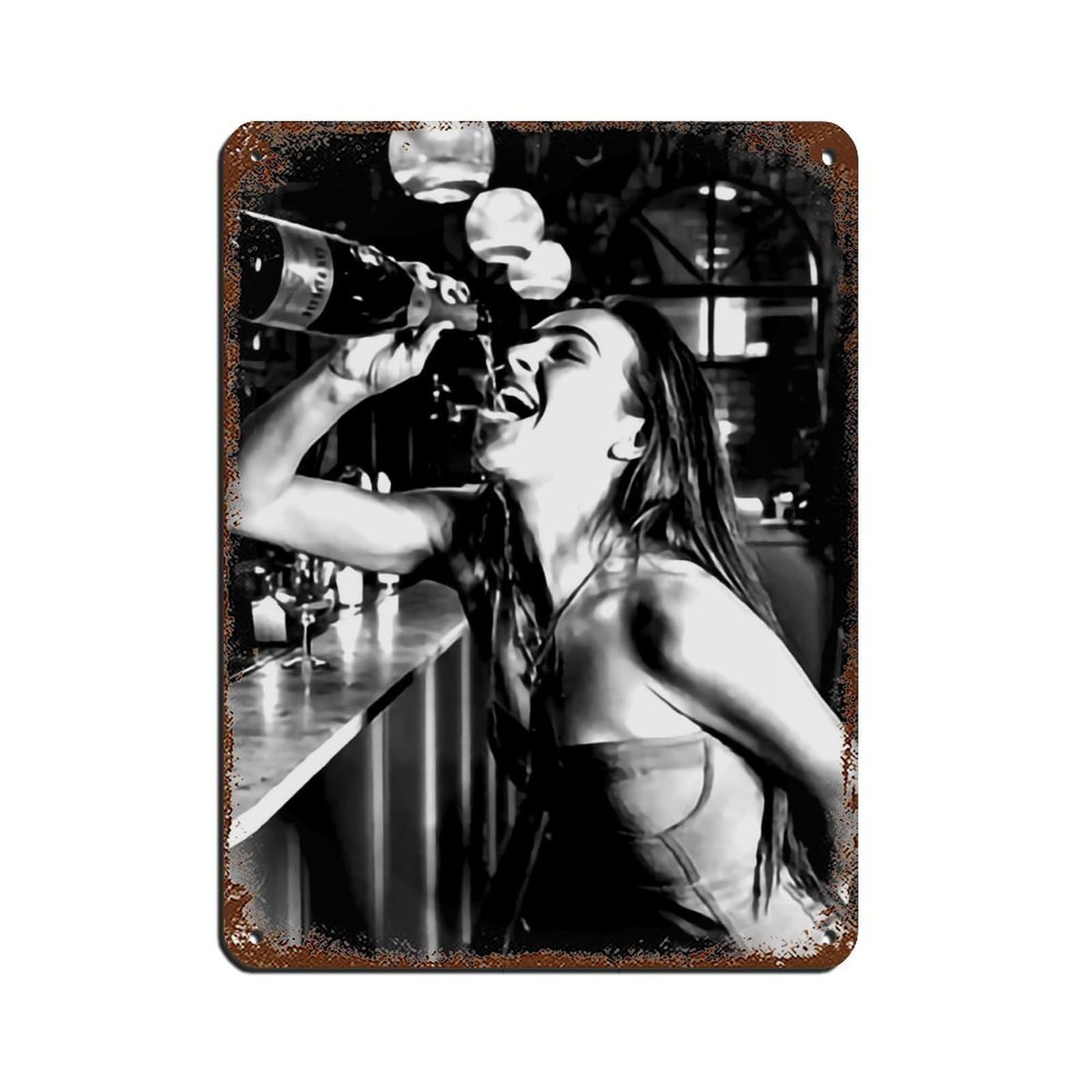 Vintage Champagne Poster Tin Sign Vintage Metal Pub Club Cafe Bar Home Wall Art Decoration Poster Retro 12x16inch(30x40cm)