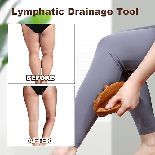 Miniatura 6 de Wood Therapy Fascia Release Massage Tools, Manual Trigger Point Lymphatic Drainage Cellulite Massager, Wooden Massage Brush Gua Sha Body Sculpting