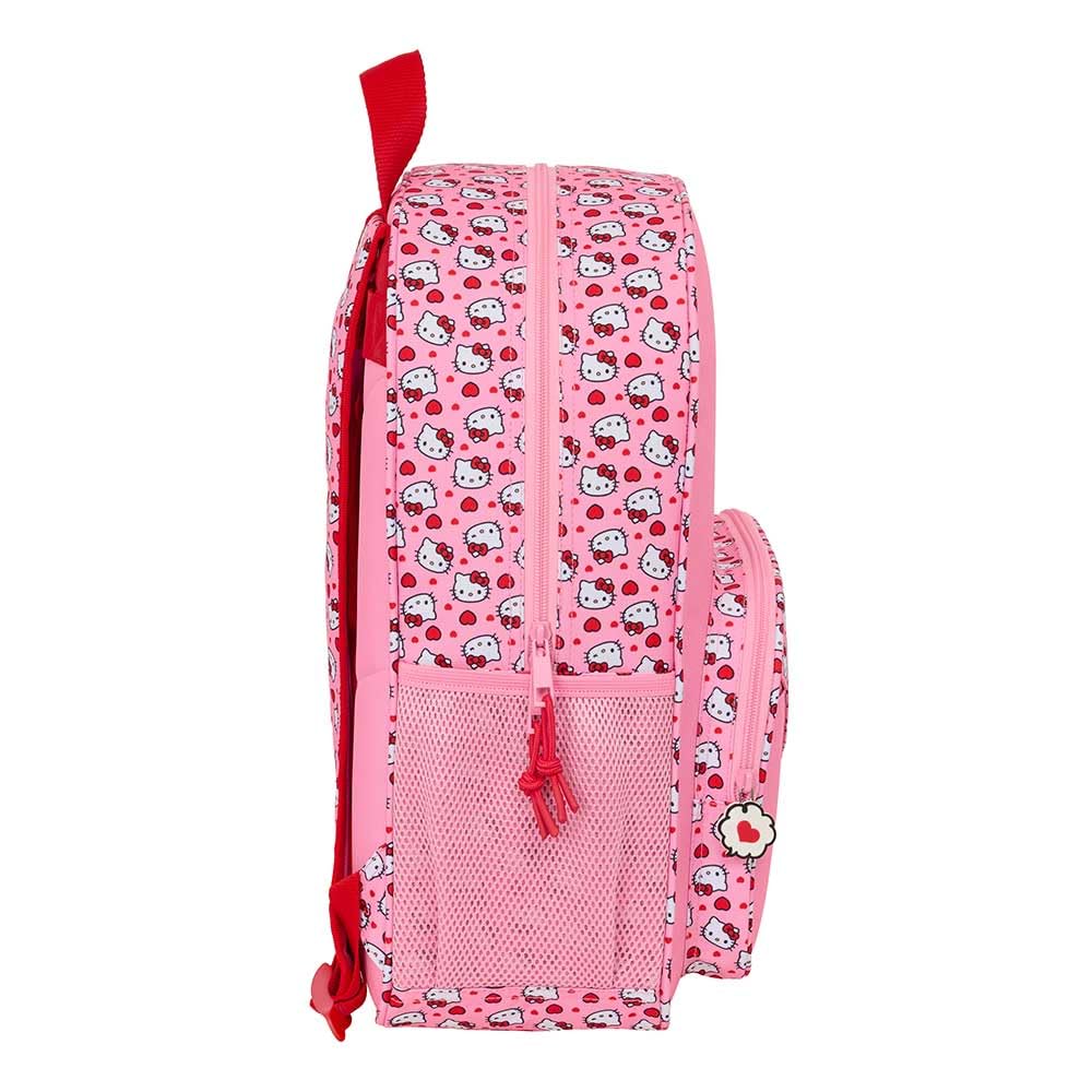 Safta | Mochila Escolar Hello Kitty Adaptable a Carro, Ergonómica y Acolchada, Doble Tirador en Cremallera Principal, Bolsillo Frontal Gran Formato, Laterales Portabotellas, Medidas 33x14x42 cm