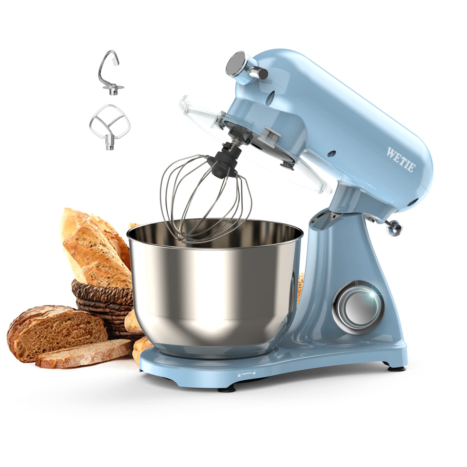 WETIE Household Stand Mixer, 800W Powerful Electric Mixer, 6.35QT Tilt-head Kitchen Stand Up Mixers