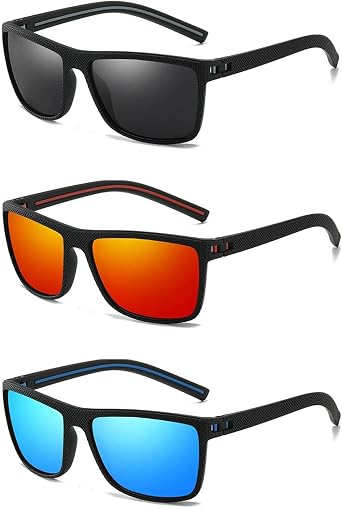3 Pairs Rectangular Polarised Sunglasses, Polarised Sunglasses Men, Rectangular Mens Sunglasses, Driving Sunglasses Mens, Sun Glasses, Men's Eyewear & Accessories