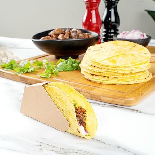 Miniatura 4 de Restaurantware Bio Tek - Soporte para tacos individual de 4 x 1.25 x 2.25 pulgadas, 200 soportes para tacos a prueba de grasa, pequeño papel de