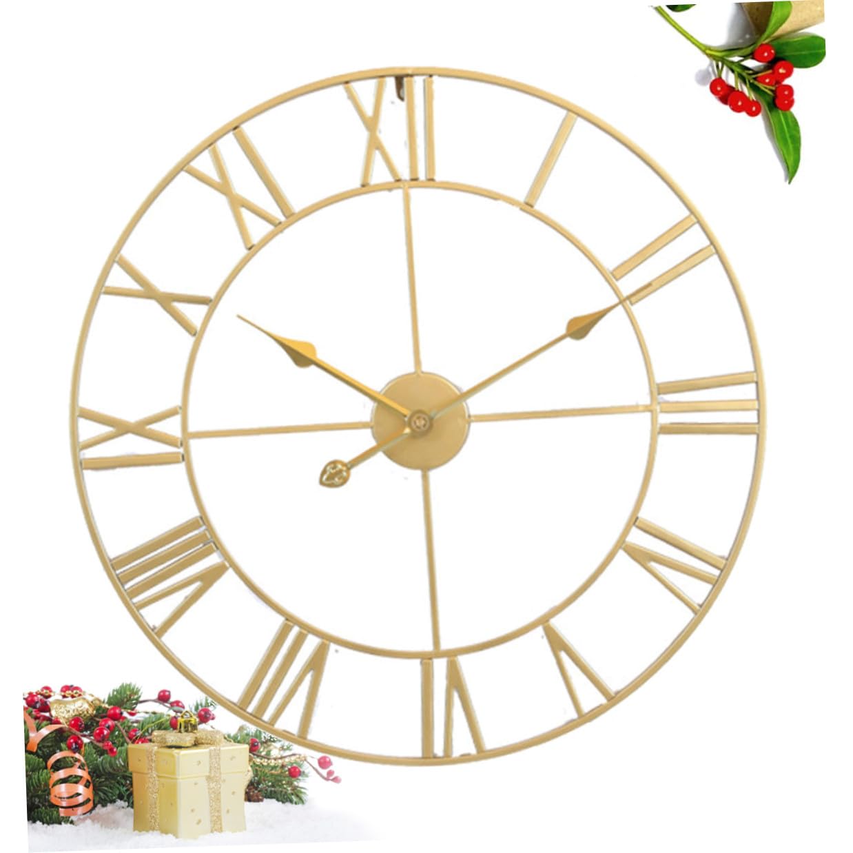 DOITOOL Geräuschlose Eisen Wanduhr für Wohnzimmer und Schlafzimmer, Beige