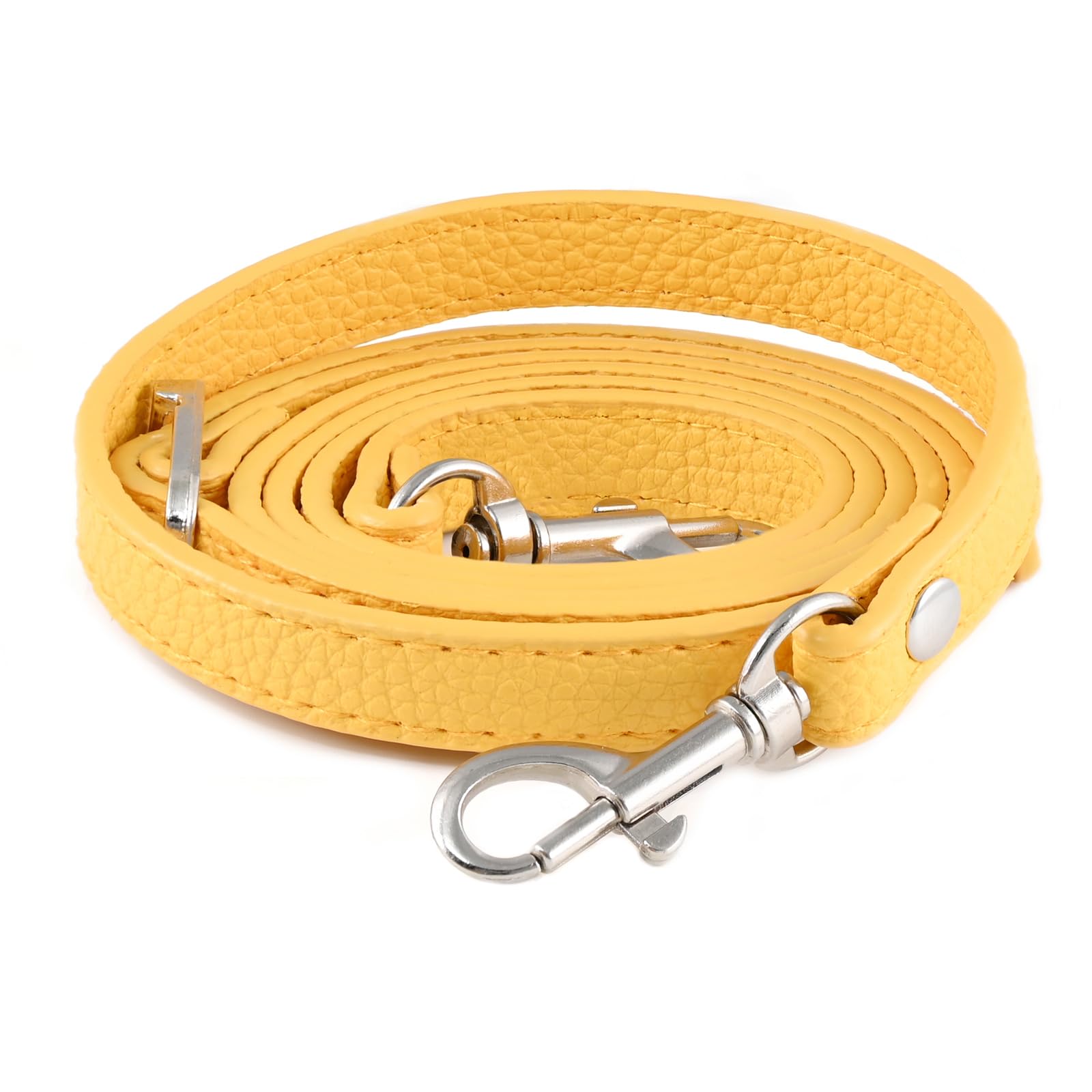 Leather Straps Replacement for Handbags,Purse Strap, Purse Straps Crossbody Replacement Adjustable, Yellow with Silver buckle — image 1