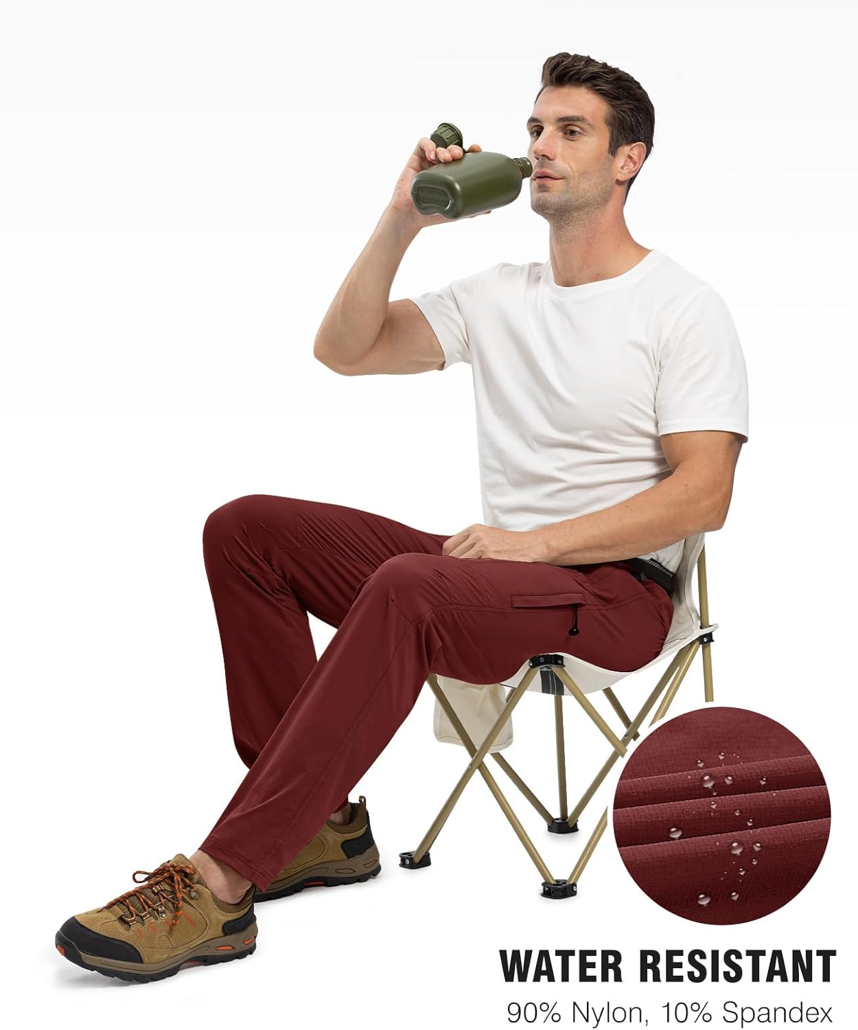 TBMPOY Men's Lightweight Hiking Pants with Belt 5 Zip Pockets Waterproof Quick-Dry Travel Fishing Work Outdoor Pants - Image 6