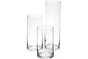 Royal Imports Glass Cylinder Candle Holders - Sets of 3