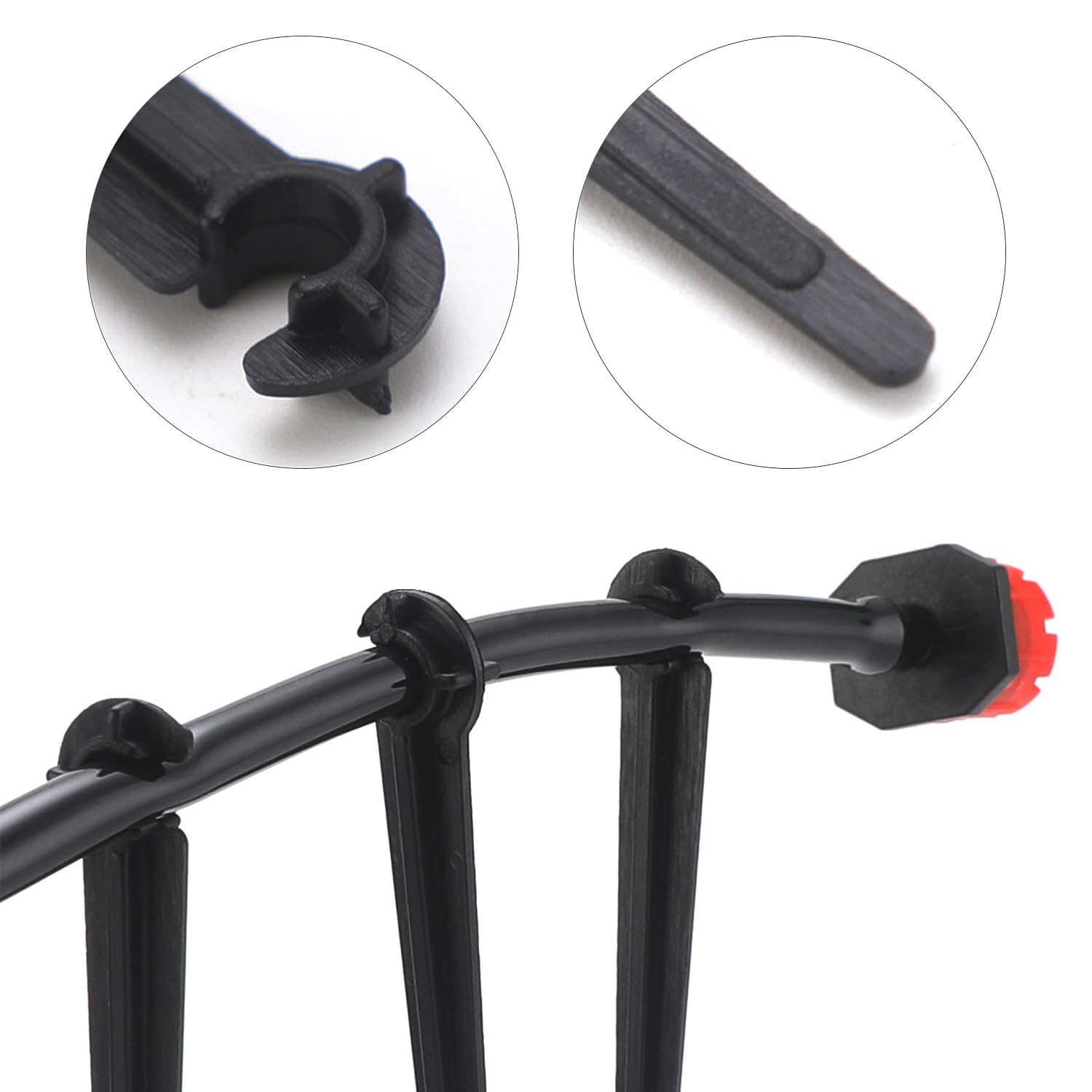 100 supporti per tubi capillari neri, accessori per irrigazione, supporti per tubi a goccia, supporti per prese a terra, supporti per tubi flessibili, ancoraggi a terra per tubo capillare di