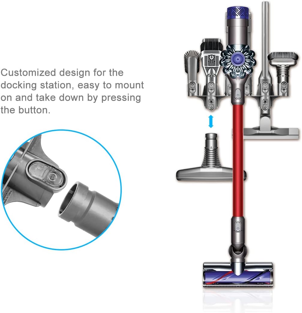 LANMU Docking Station Accessory Holder Attachments Organizer Compatible with Dyson V6 DC30 DC31 DC34 DC35 DC44 DC45 DC58 DC59 DC61 DC62 Vacuum Cleaner,No Messy Tools,No Drilling Required (Pack of 2)