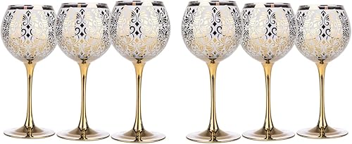 Glasstar Copas de vino tinto Liberty de 12 onzas en colores dorado y plateado, juego de 6