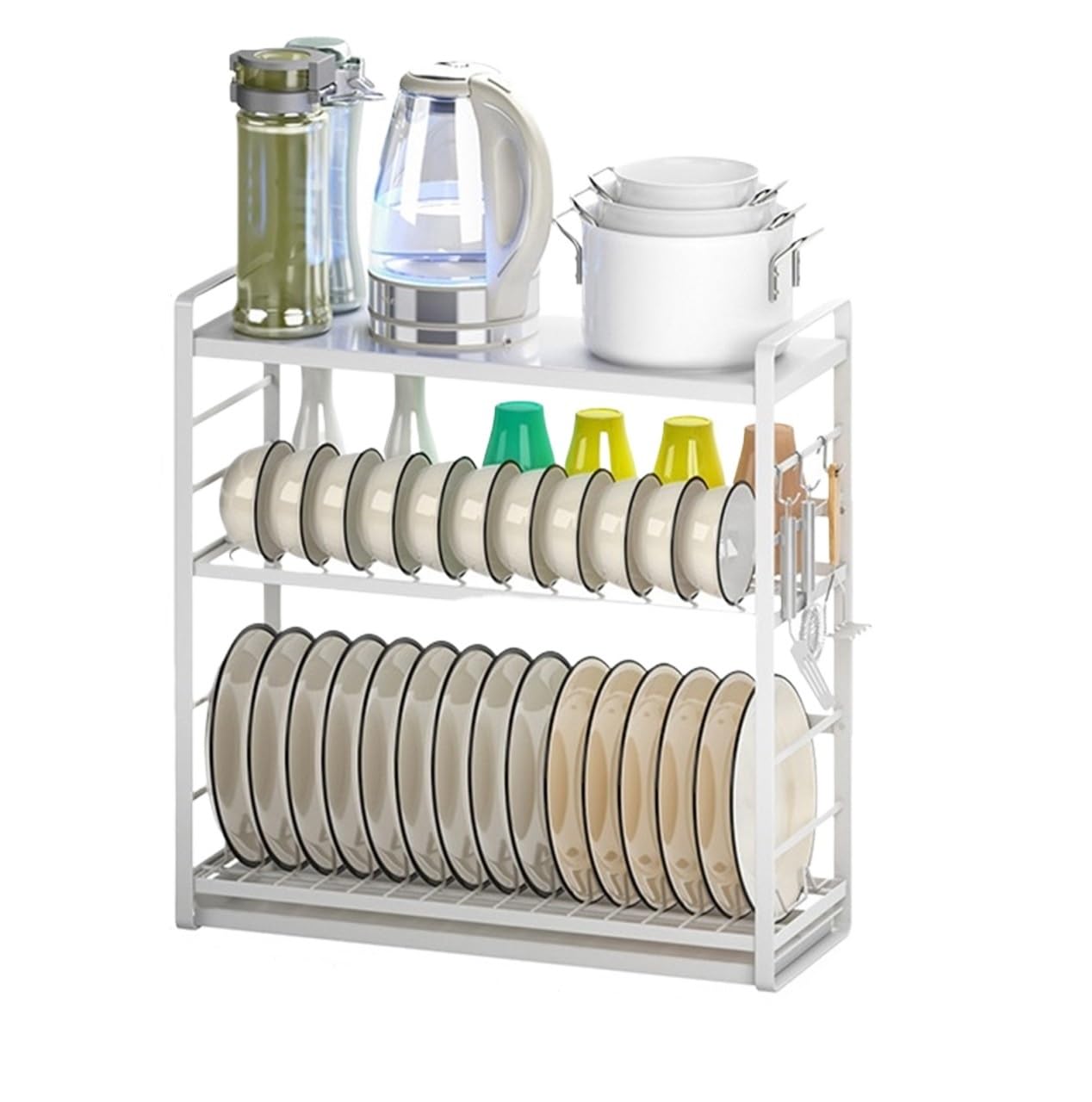 DFGHNBVC Stainless Steel 3 Tier Dish Drying Rack With Utensil Holder And Drainage Tray For Kitchen Countertop Nization