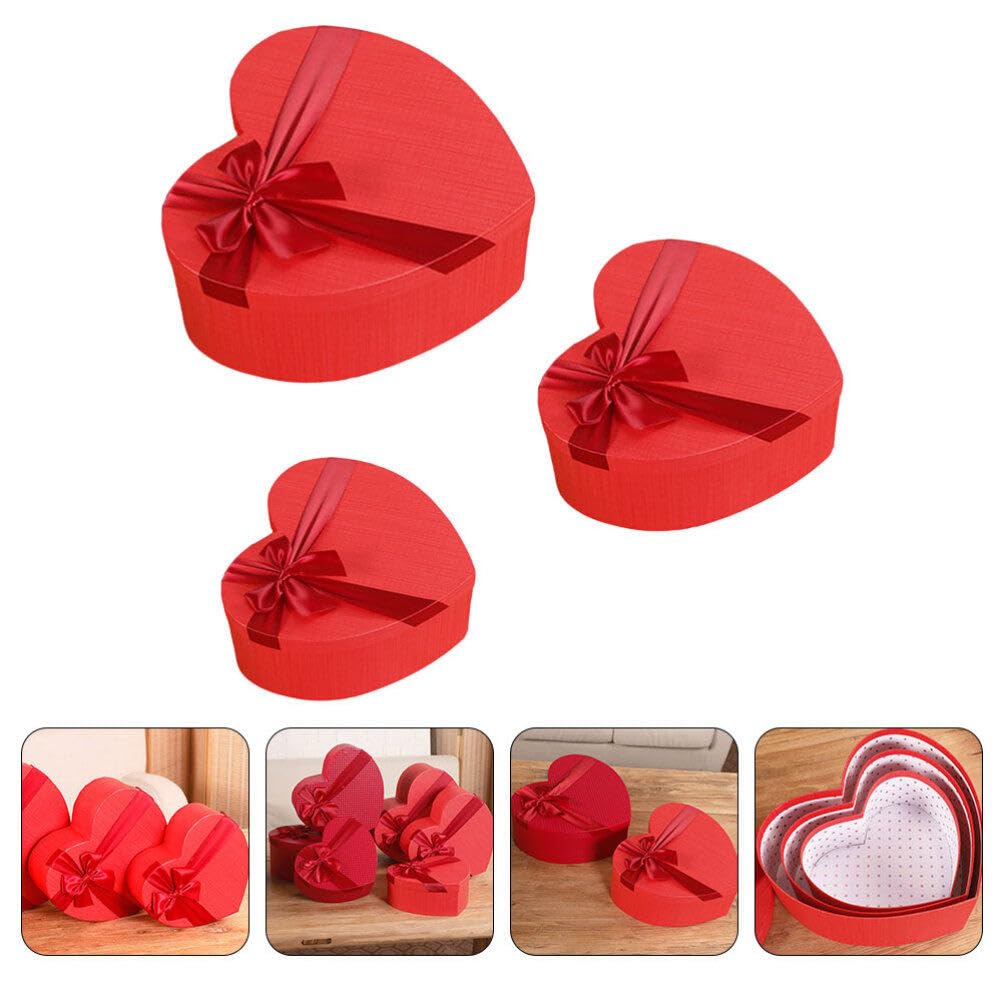 SHERCHPRY Herzförmige Geschenkbox 3 Stück aus Papier für Valentinstag Weihnachten Elegant und Praktisch
