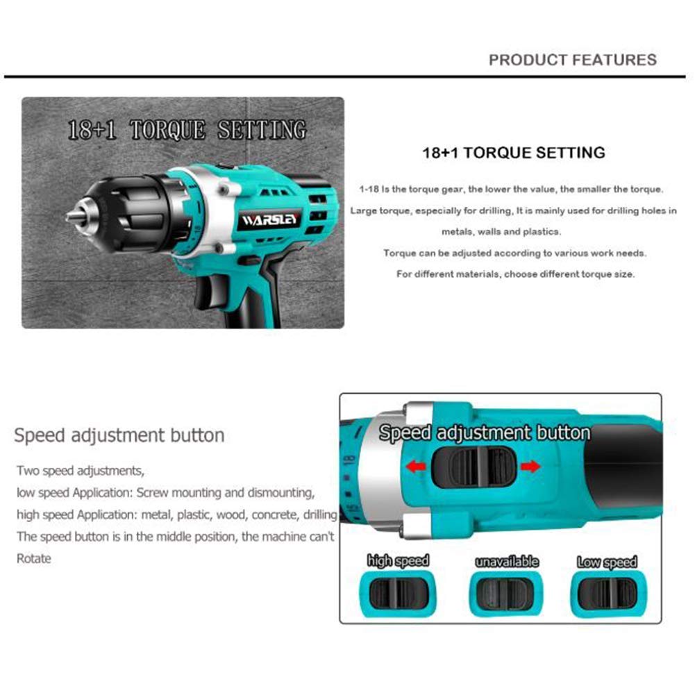 Trapano Avvitatore a Batteria 21 V Avvitatore Elettrico Coppia Massima 50 NM, Trapano Avvitatore a Batteria 3 in 1 Set Trapano Elettrico Wireless Cacciavite a Batteria Mini Trapano