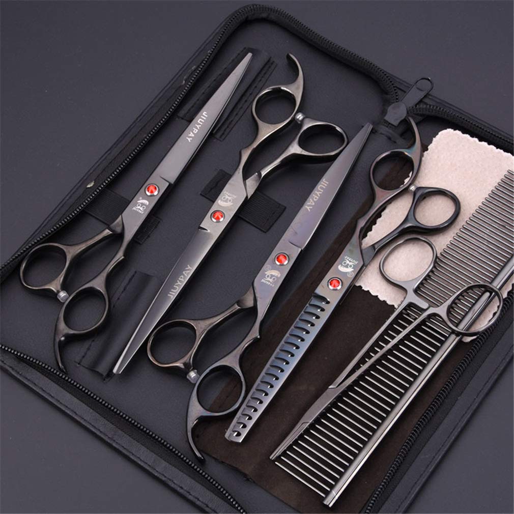 Professional 7.0 Pollici Pet Grooming Forbici Kit, Capelli 6Pcs Pet Trimmer Kit in Acciaio Inox Haircut Tools, per Il Gatto del Cane E più Animali Domestici,Blu