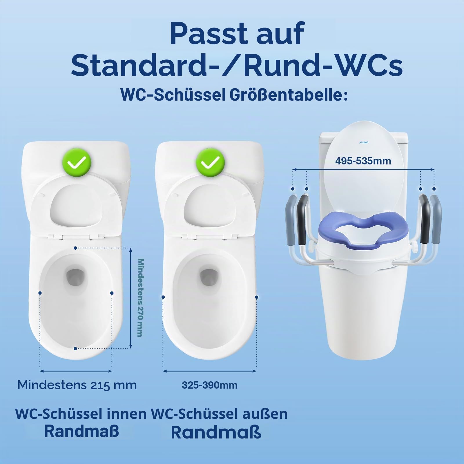 Toilettensitzerhöhung für Erwachsene mit Armlehnen und Deckel, erhöhter Toilettensitz für Erwachsene, WC-Sitz mit Deckel, Toilette nach Operation (N1FYT16)