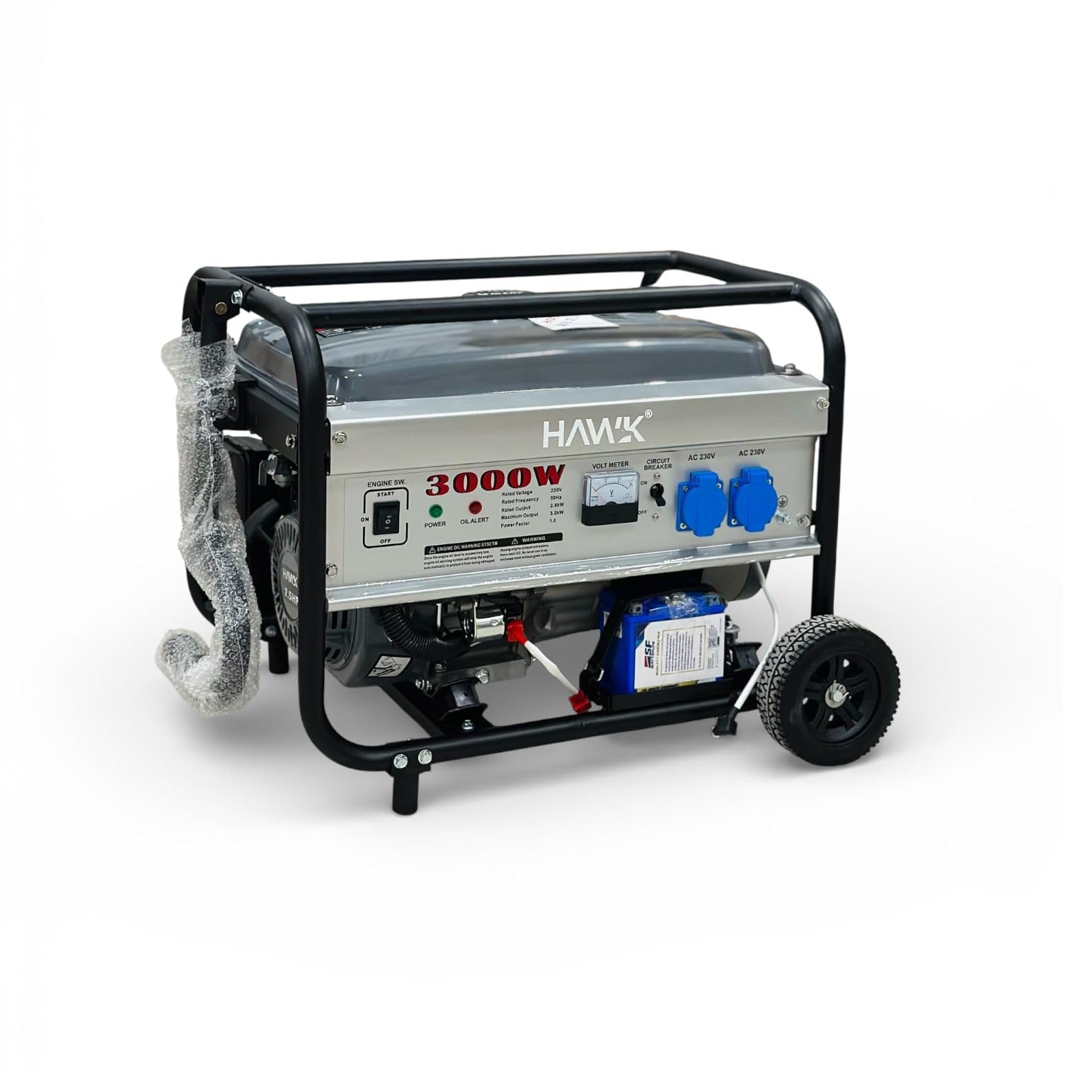 HAWK Pro Series 3800E Pro Petrol Generator | 3000W Output | Self Start | 100% Copper Winding with AVR | Portable Trolley Model | Home & Commercial Power Backup