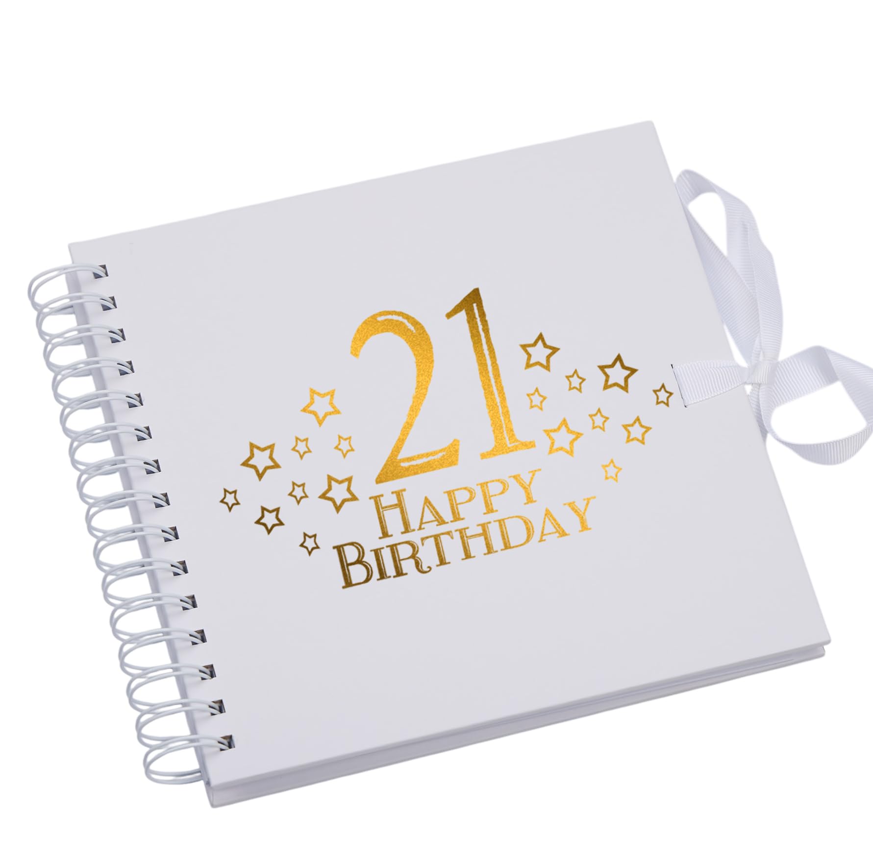 Ukgiftstoreonline White 21St Birthday Scrapbook, Guest Book Or Photo Album With Gold Script