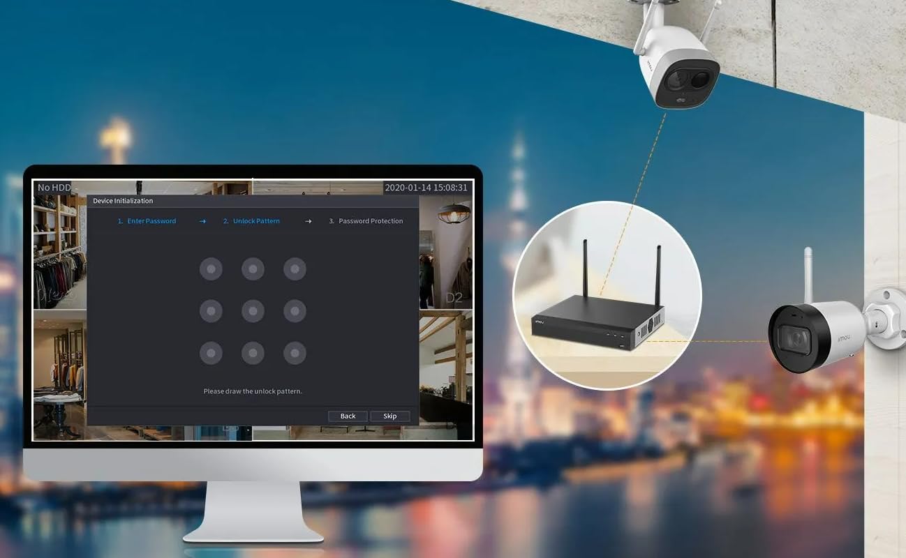 IMOU NVR 8 canali Wi-Fi. Registratore Continuo con predisposizione HDD Fino a 8Tb. Uscita Video HDMI e VGA. H.265. Portata Wi-Fi Fino a 100mt in Campo Aperto. WiFi 2x2 Mimo.