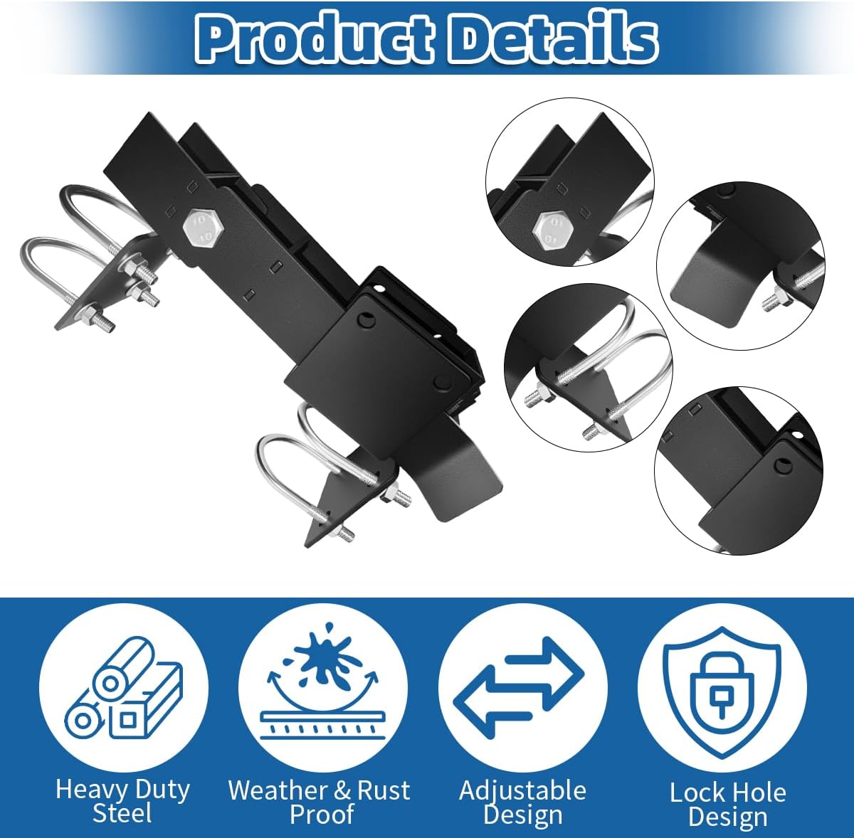Chain Link Double Gate Latch for 1-3/8 Inch Gate Frames - Strong Arm Design with Padlock Holes,Chain Link Fence Gate Latch for Ranch Fences & Yard Gates
