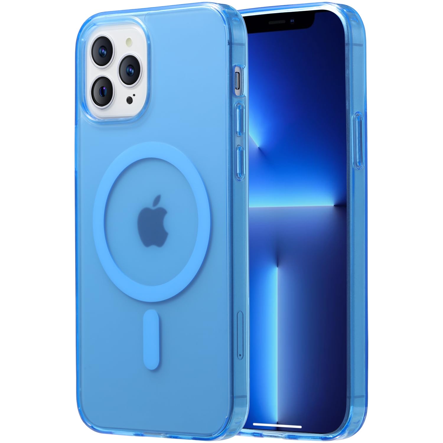 Tigowos Magnetic Case for iPhone 13 Pro Max, Military Grade Drop Tested, Compatible with MagSafe, Slim Protective Translucent Matte Blue