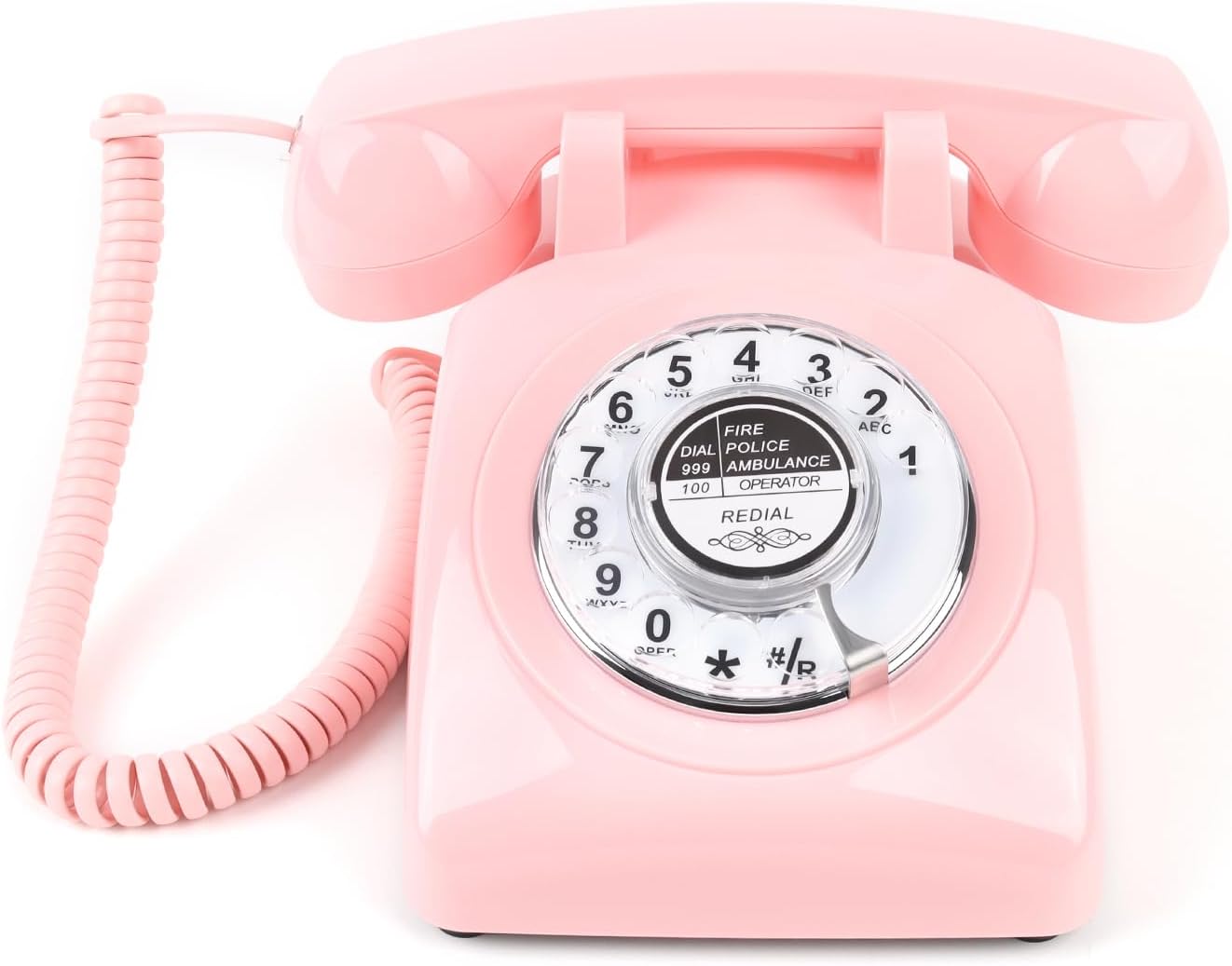 Retro Pink Rotary Dial Corded Phone, 1960's Vintage Landline Telephone