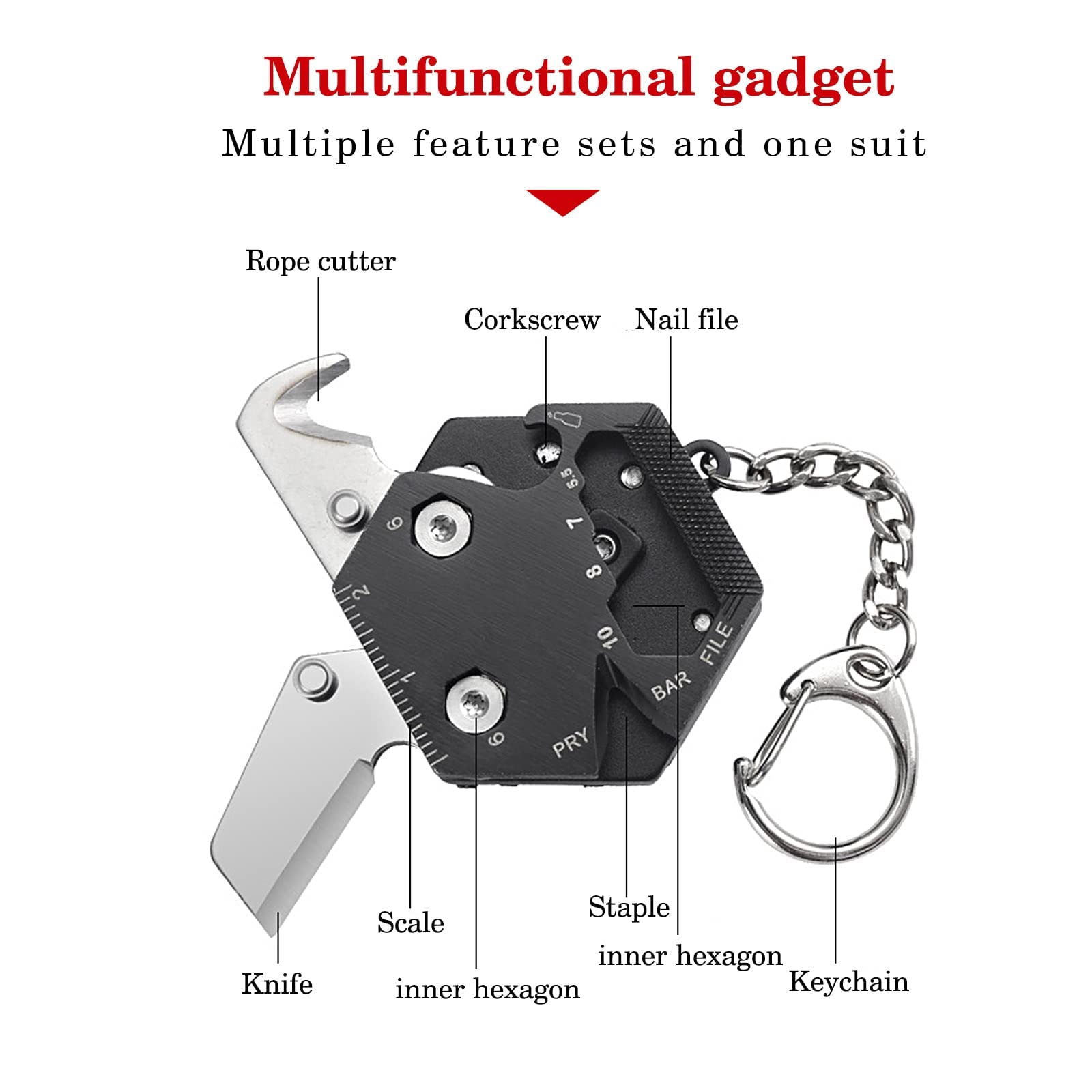 Portachiavi Multifunzione Strumento Multifunzionale Set Di Cacciaviti Per Utensili Portachiavi Per Coltellino Tascabile Pieghevole in Acciaio Inossidabile