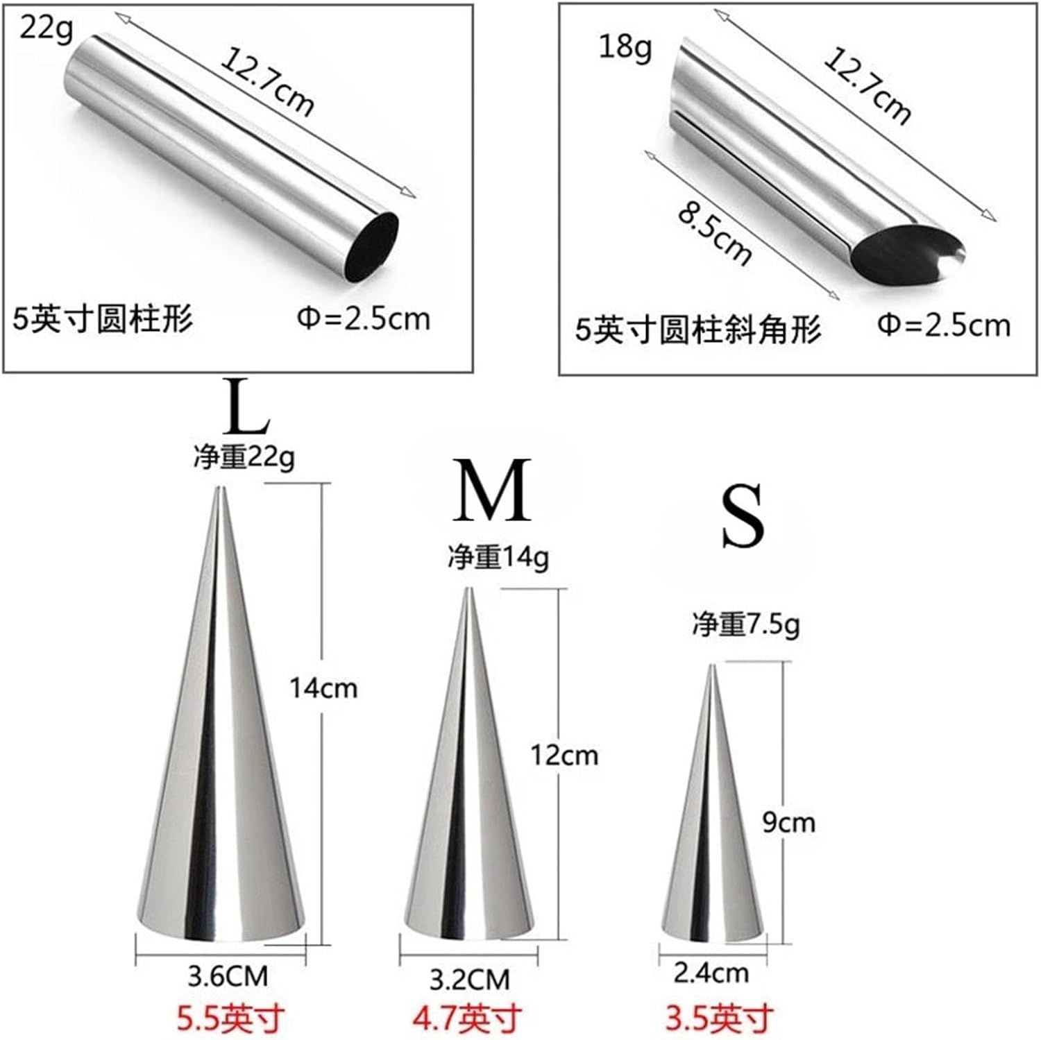 50Pcs Stainless Steel Cannoli Tubes Non-Stick Cream Horn Molds for Pastry Baking