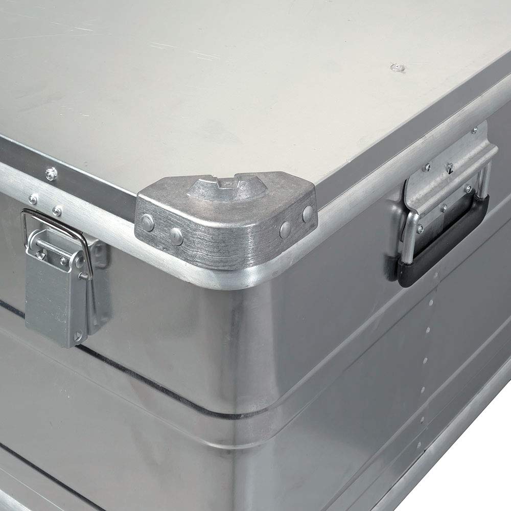 Aluminiowa skrzynka z narożnikami, dł. x szer. x wys. 580 x 380 x 245 mm, 42 l, pyło/rozbryzgowa
