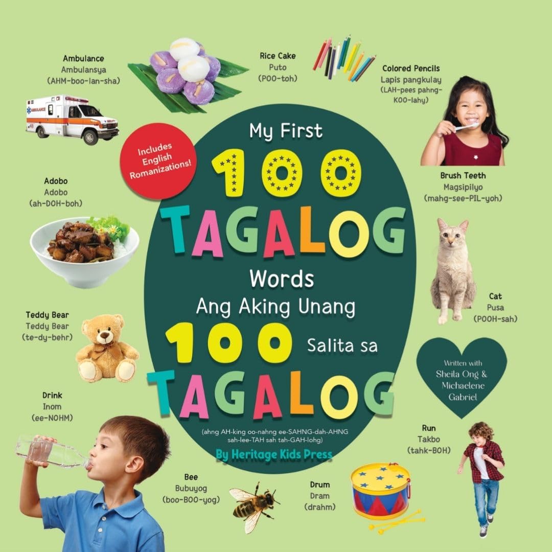 My First 100 Tagalog Words by Heritage Kids Press,, Board Book: Bilingual English-Tagalog Learning Book of Basic Concepts