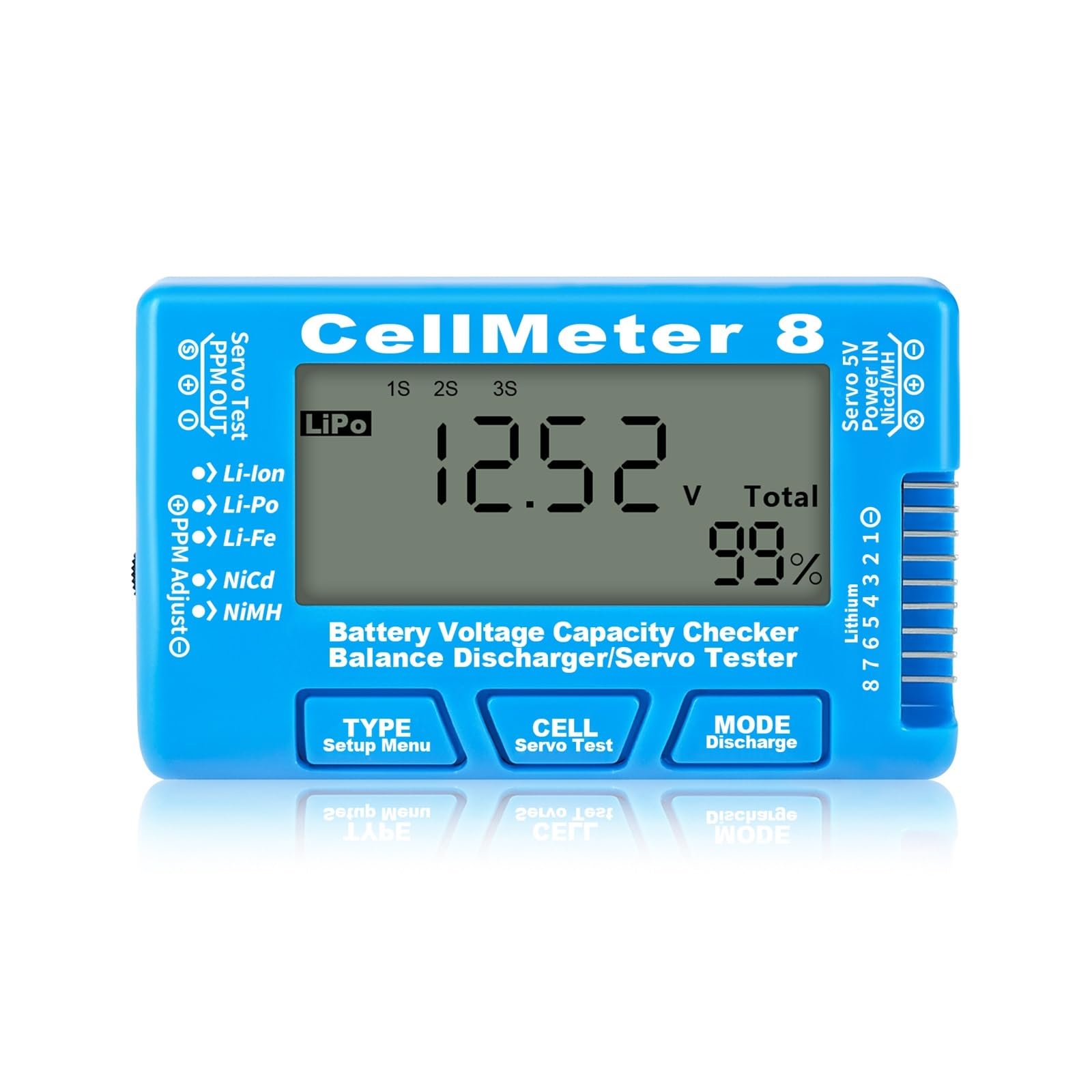 Testeur de capacité batterie numérique LCD CellMeter-8 RC 1-8S, testeur tension LiPo Li-ion NiMH(Black)