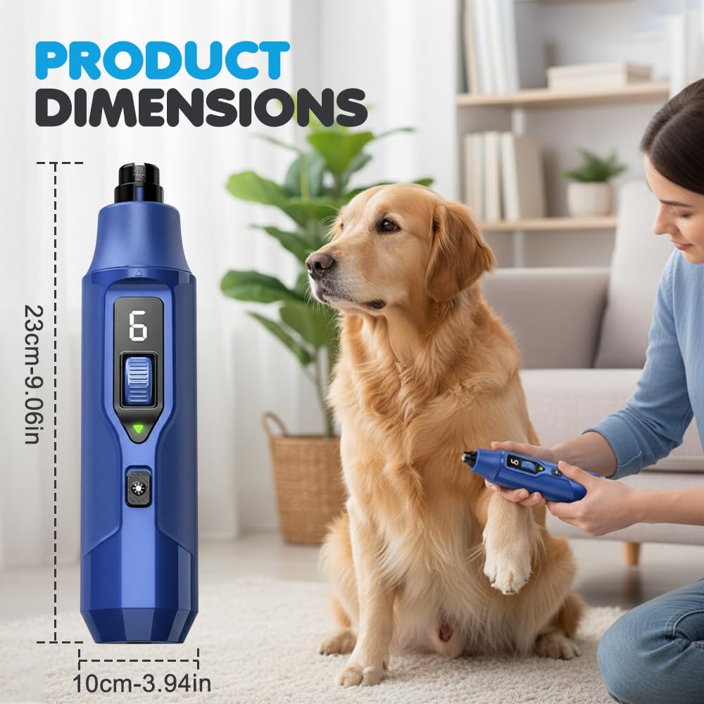 Molinillo de uñas para mascotas para perros y gatos, recortador de uñas recargable USB con luz LED y 7 velocidades, herramienta silenciosa de aseo de uñas para un cuidado suave de las patas