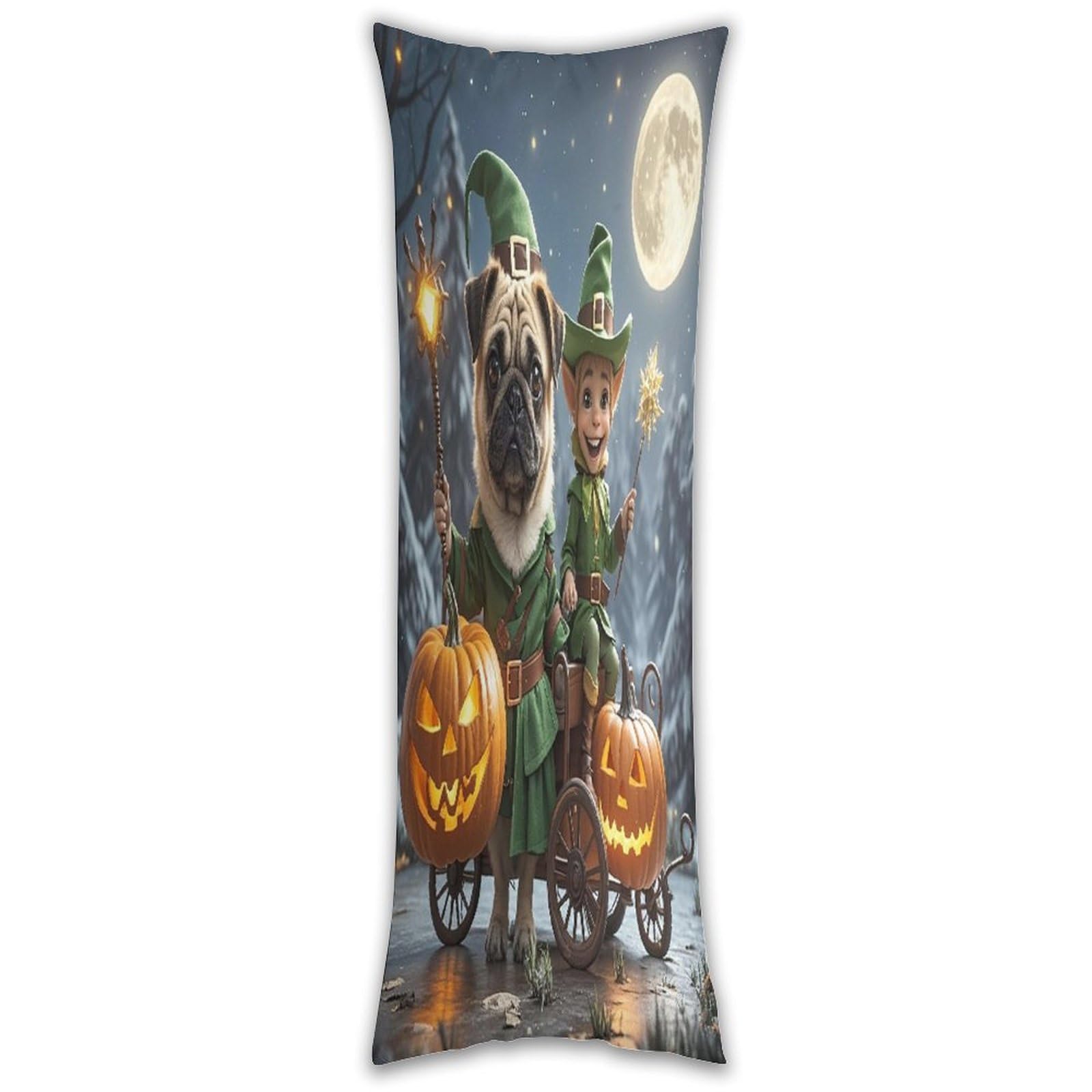 Dog Holding Pumpkin Lantern Long Pillow Case with Zipper Ultra Soft Microfiber Long Pillow Cover Breathable Body Pillow Protector Soft Wrinkle Pillowcase for Bed Sofa Bedroom 53 X 19 in