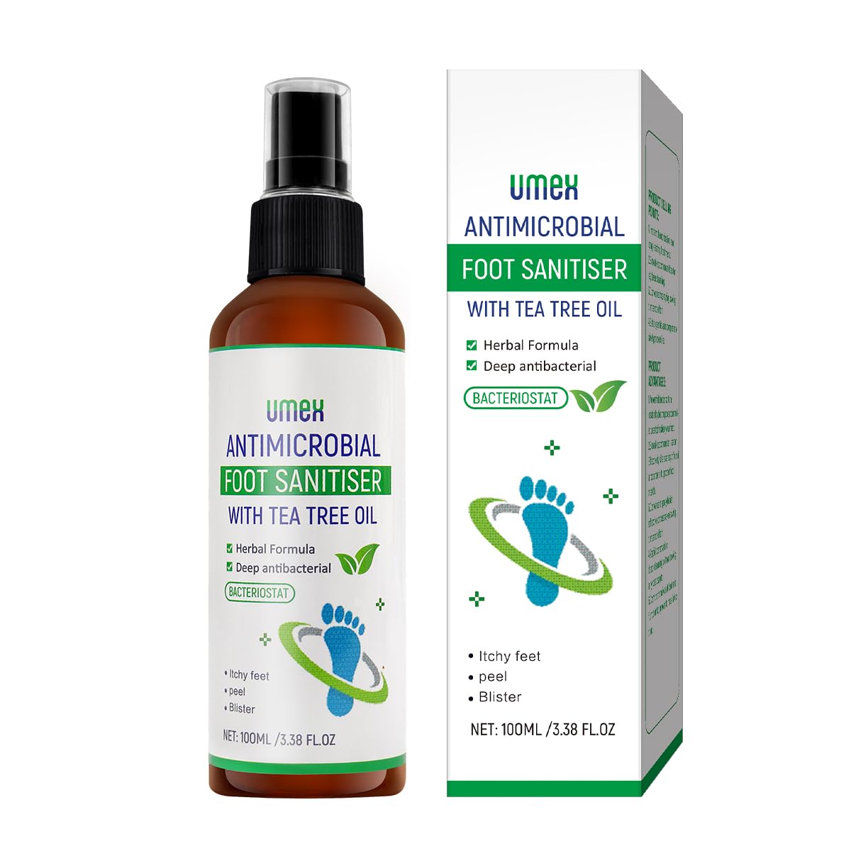 Tea Tree Oil Foot Deodorant, Tea Tree Oil Foot Spray, Fast Antiperspirant, Removes Foot Odor, Promotes Perspiration, 100ml / 3.38oz (1)