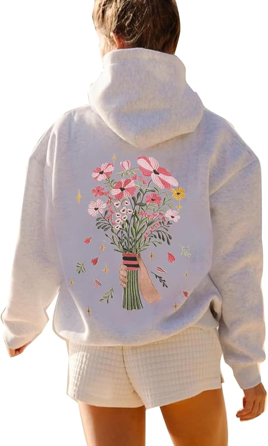Graphic Hoodies for Women Cute Long Sleeve Preppy Sweatshirts Fall Oversized Pullover Hooded Tops With Pockets