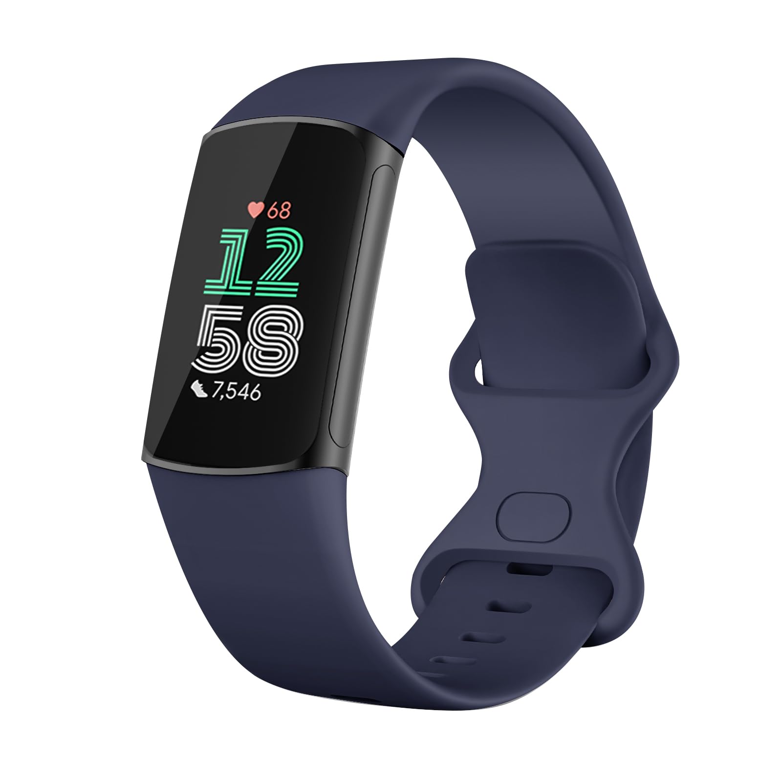 TiMOVO Watch Band Compatible with Fitbit Charge 6/Fitbit Charge 5, Cute Soft TPE Wristband Replacement Sport Straps for Women men, Black