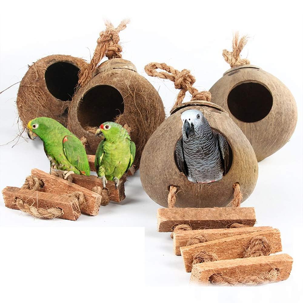 Hamiledyi Vogelkäfig Naturkäfig Spielzeug für Haustier Vogel Natur Kokosfaser für Vogelnest (2 Stück), Bird Coco Nest