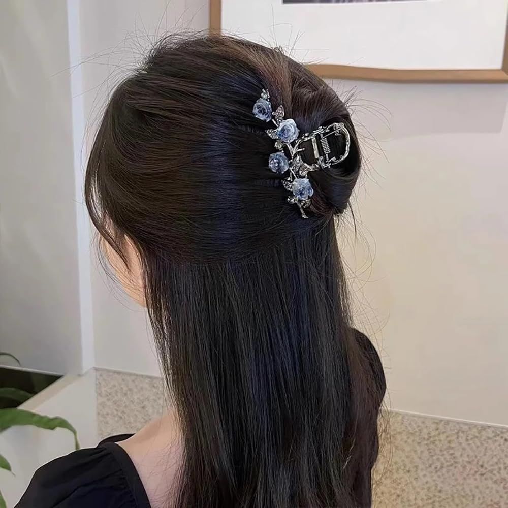 Amazon.co.jp: ヘアクリップ フラワー バンスクリップ ラージ メタル