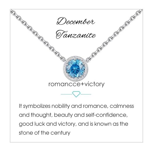 Presentski Birthstone Necklace for Women Sterling Silver 925 Solitaire Pendant Dainty Necklace Birthday Gifts for Women Birthstone Necklaces for Mom