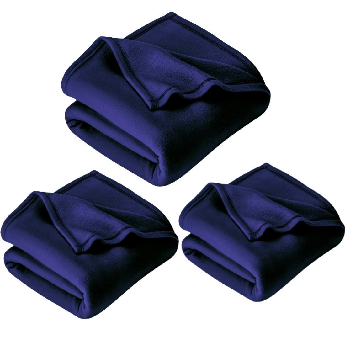 Dtex Glacial Microfiber All Season Polar Soft Warm Fleece Blanket for Home (Double Bed 90x90 Inches Set of 3 Blue) (PL 3000_ 10 D DC)