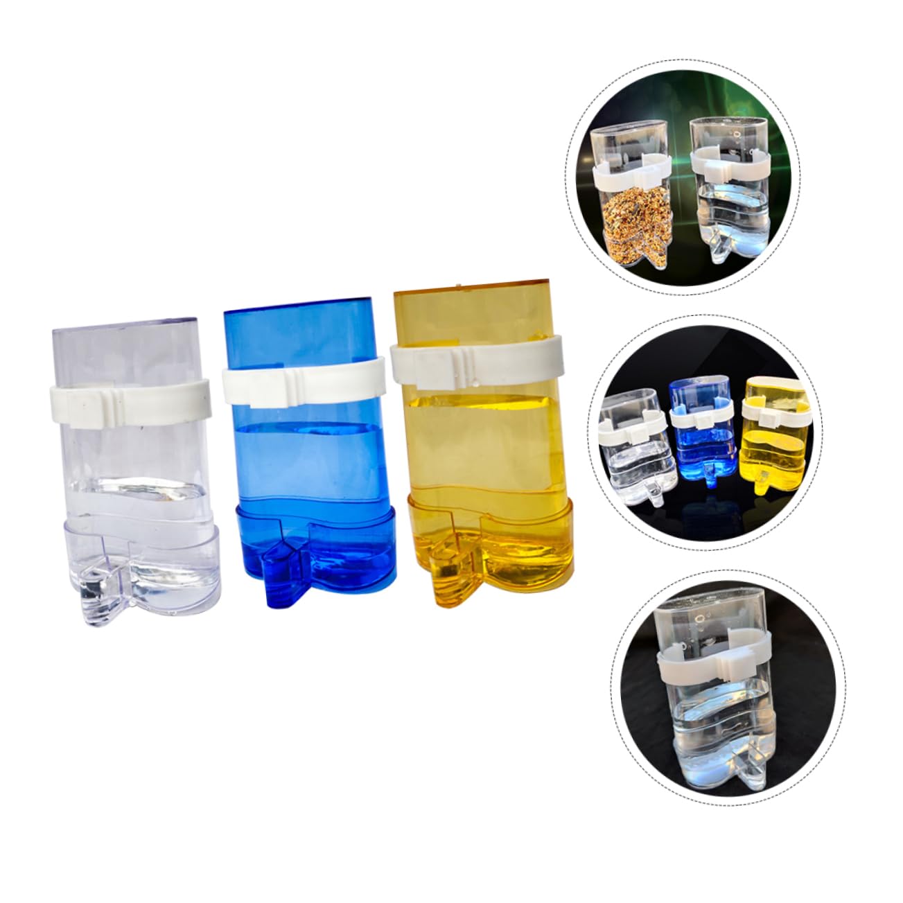 Comedero de Agua para Pájaros Automático 12 Piezas Plástico Azul | Botella Colgante Forma de Jaula, Instalación Sencilla, Uso Interior y Exterior