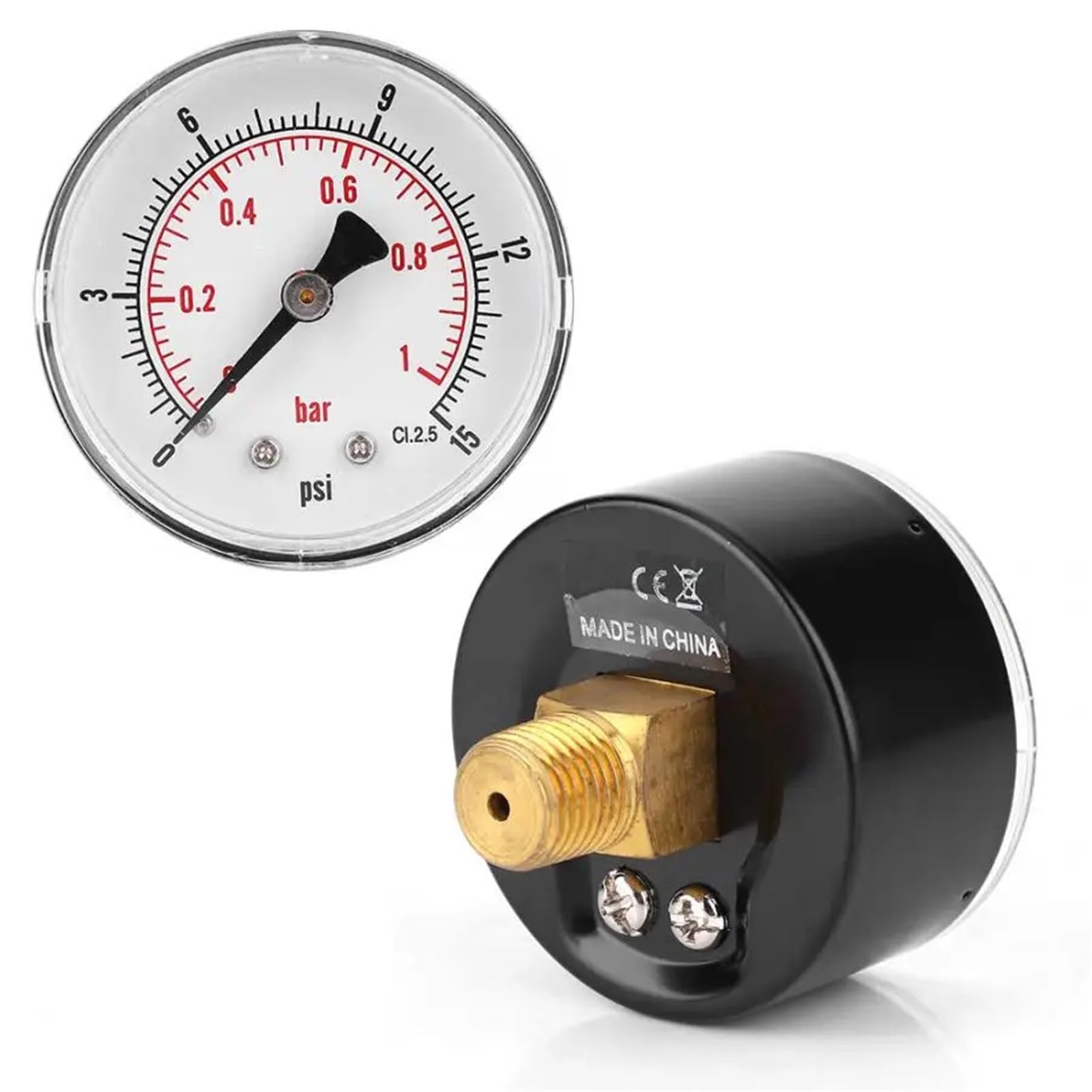 Manómetro digital de presión de agua, aceite y gas, conexión trasera BSPT de 1/4", esfera de 50 mm, manómetro de presión BSPT de 1/4"(0-160psi 0-11bar)