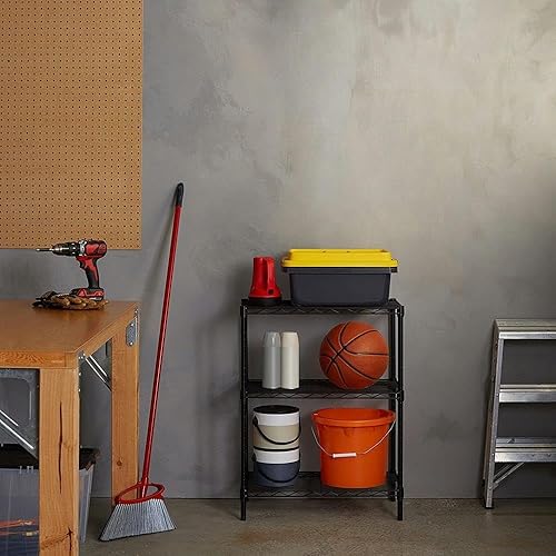 Miniatura 9 de Estante de almacenamiento de 3 capas con revestimiento de plástico, 137.795 x 33.465 in, acabado negro elegante