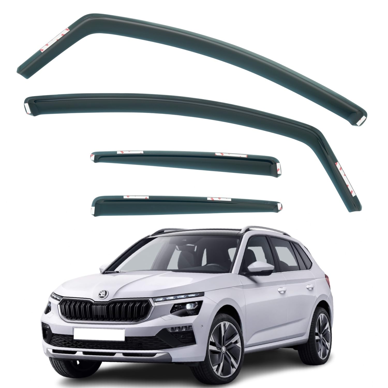 Juego de 4 deflectores de aire compatibles con Skoda KAMIQ SUV 5 puertas 2019 2020 2021 2022 2023 2024 2025