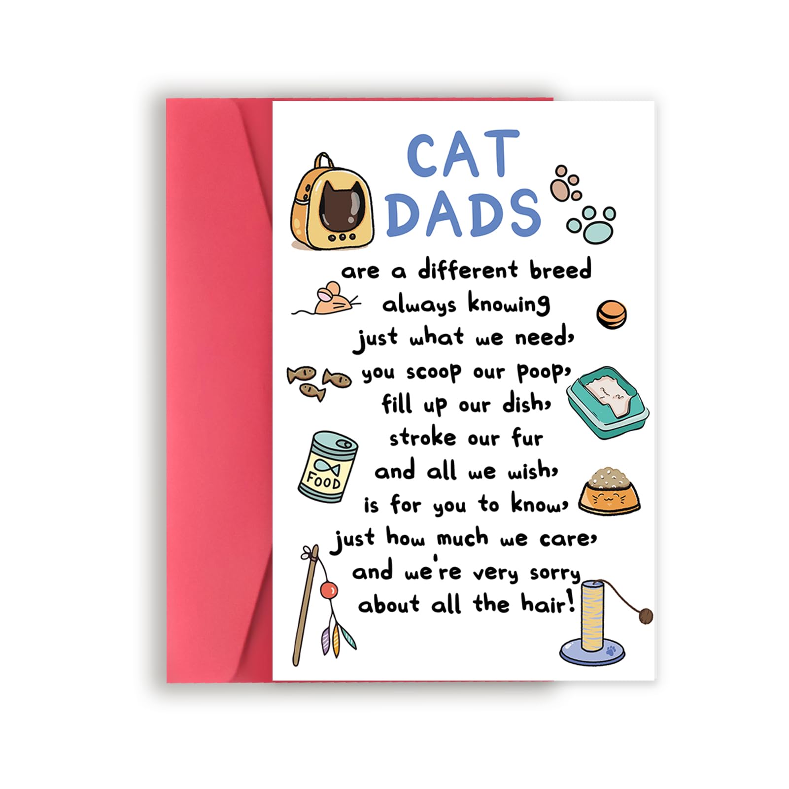 YiKaLus Funny Cat Dad Fathers Day Card, Great Father’s Day Gifts from Cat
