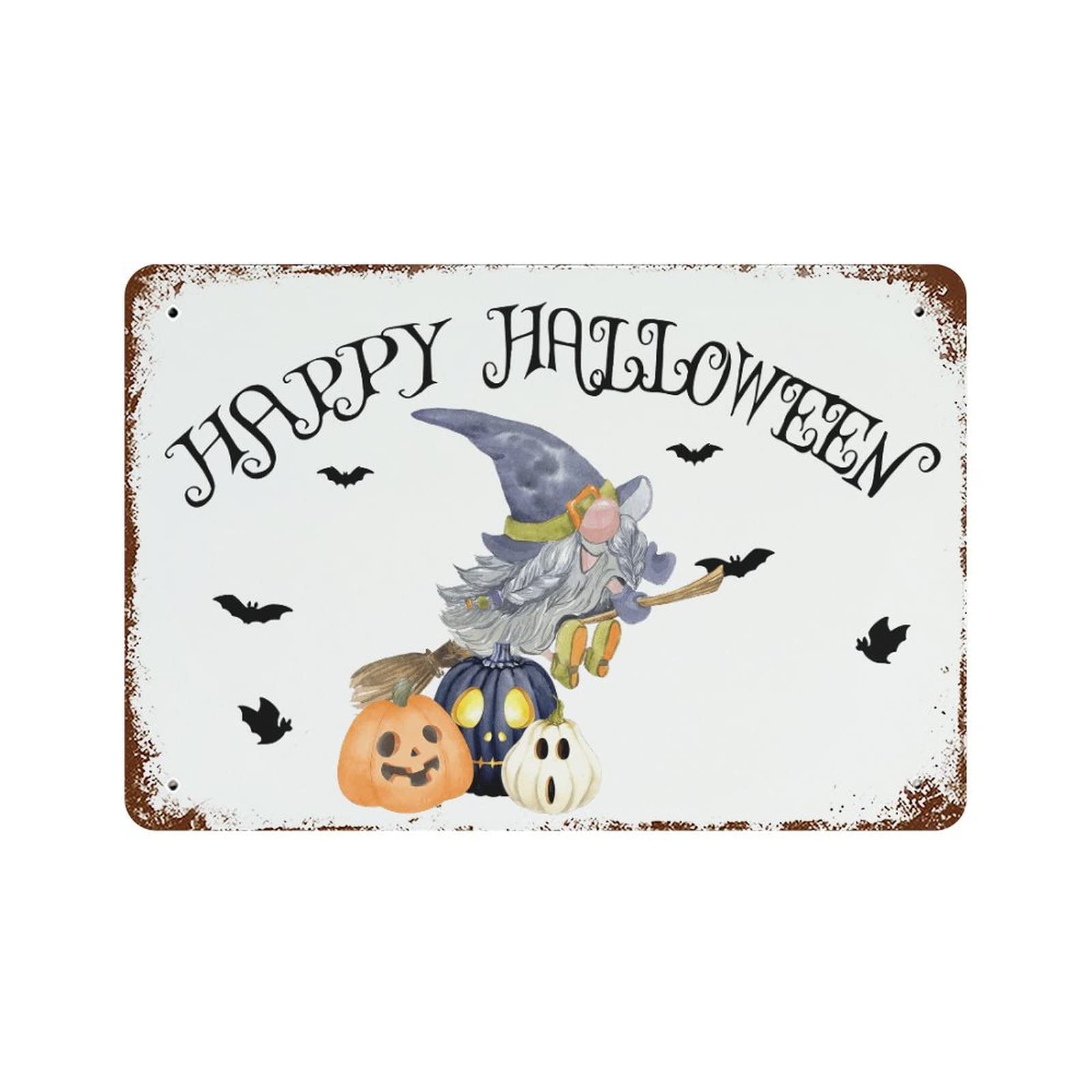 Panneau Halloween en métal sorcière pour déco de jardin 30x45cm