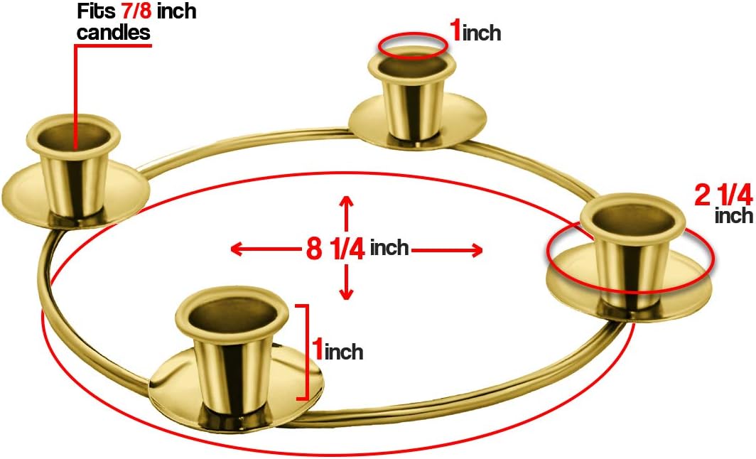 Advent Candle Holder for Advent Candles -Advent Ring for Tapper Candles - Advent Wreath Centerpiece Decorations Advent Season Décor - DIY Advent Wreath Candelabra (Gold Advent Candle Ring)