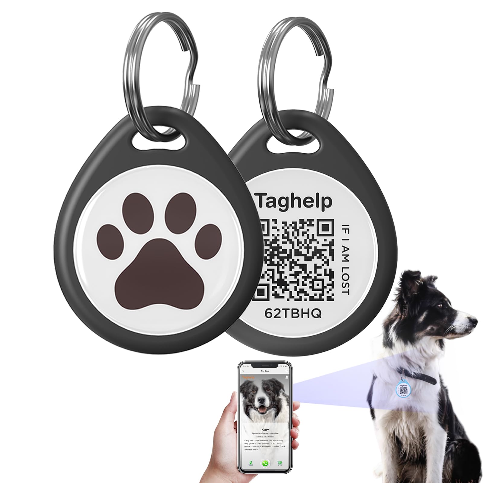QR Code Pet ID Tag for Dog Collars - Personalized Anti-Lost Tag with Instant Email Location Alerts - Silent Dog ID Tag,No App No Subscription Fees,