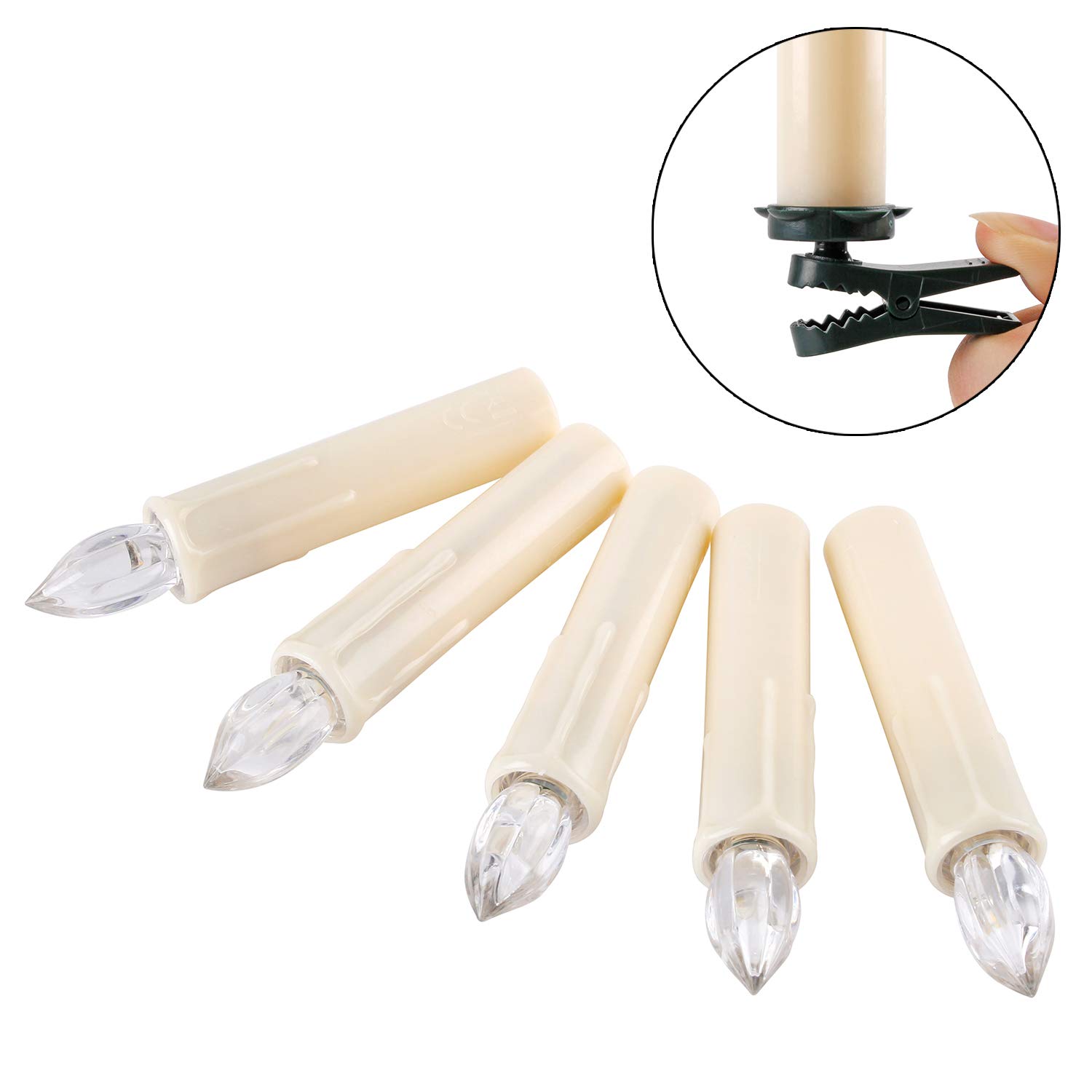 20/30/40/50/60 luci a LED senza fili, dimmerabili, candele senza fiamma, per albero di Natale, matrimoni, compleanni, feste (custodia bianca latte)