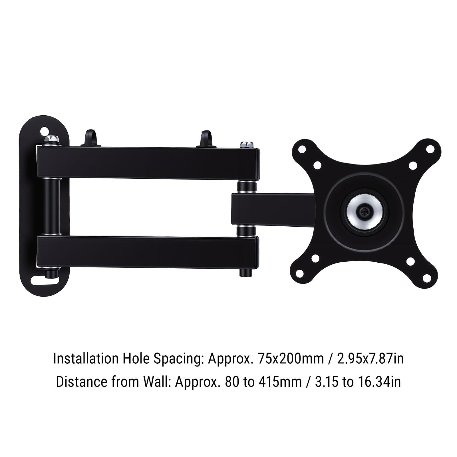 Duokon Staffa per Montaggio a Parete per TV a Movimento Completo, Supporto per TV Retrattile Articolato in Metallo con Rotazione di 360°, Inclinazione di 20, capacità di 13 Kg, Salvaspazio per Home