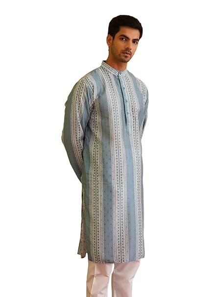 SOJANYA (Since 1958 Men's Ethnic Motifs Embroidered Sequinned Cotton Long Kurta