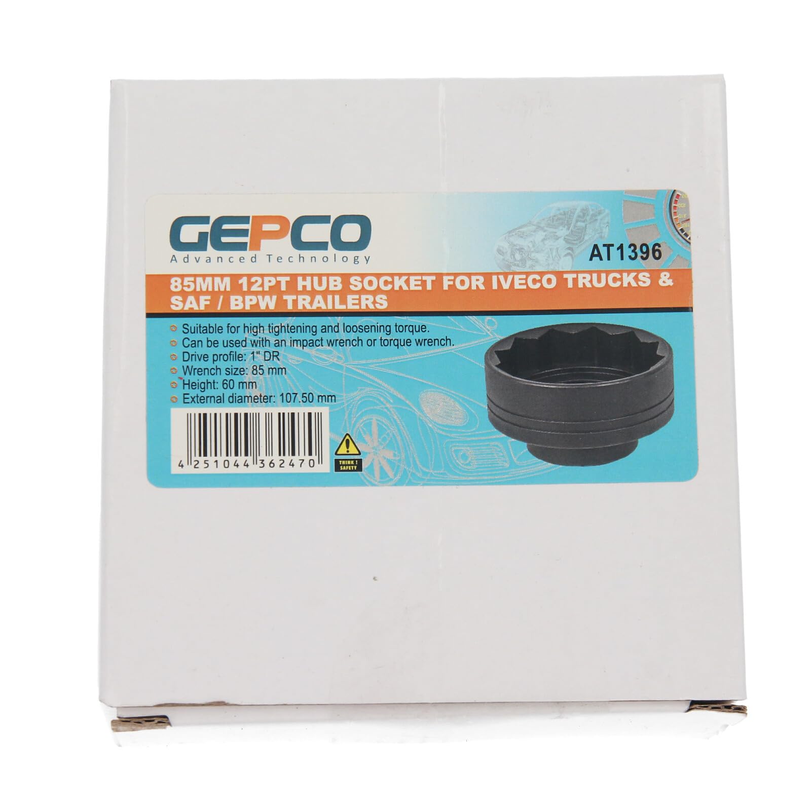 Gepco - Llave de buje doce cantos, 85 mm, compatible con remolques IVECO camiones, SAF y BPW